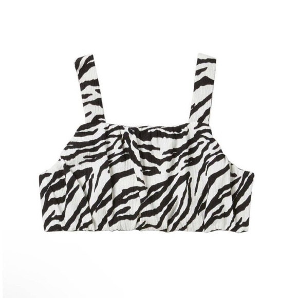Zara Other - ⚜️2/$10 NWT - Zara Girls Textured Black/White Zebra Print Cropped Tank - Size 10
